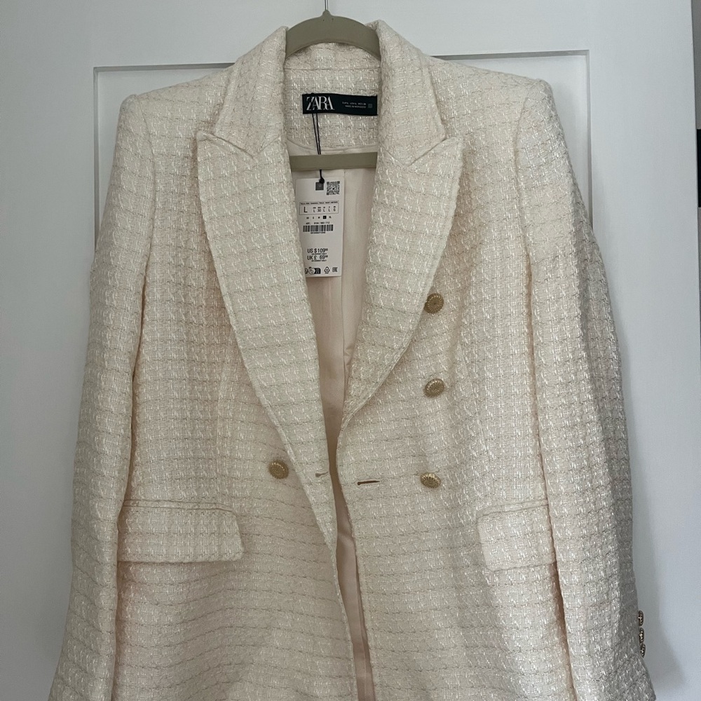 Zara Cream Textured Blazer *NWT*